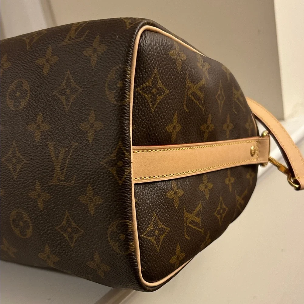 Louis Vuitton Speedy Bandoulière 25 Brown Monogram Satchel Lock Key Dust Bag Box
